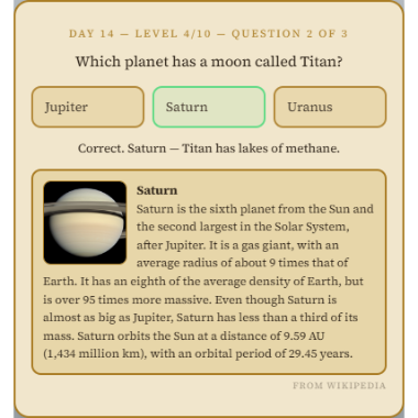 A real question answered — the Wikipedia reveal for Saturn