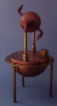 A working model of Hero of Alexandria aeolipile, a bronze sphere with two bent nozzles