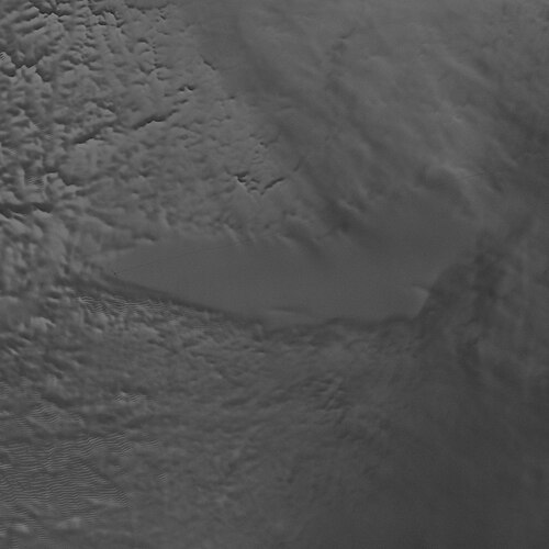 Satellite-derived image showing the outline of Lake Vostok beneath the Antarctic ice