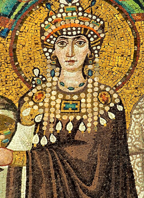 Sixth-century mosaic of the Empress Theodora in the Basilica of San Vitale, Ravenna